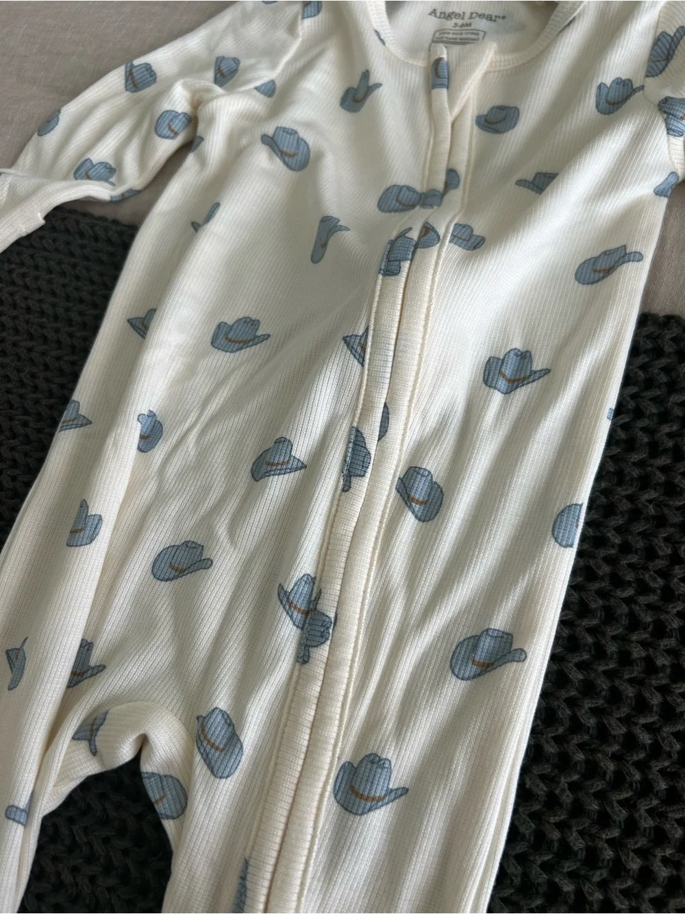 NWT Angel Dear cowboy hat print ribbed footie pajamas